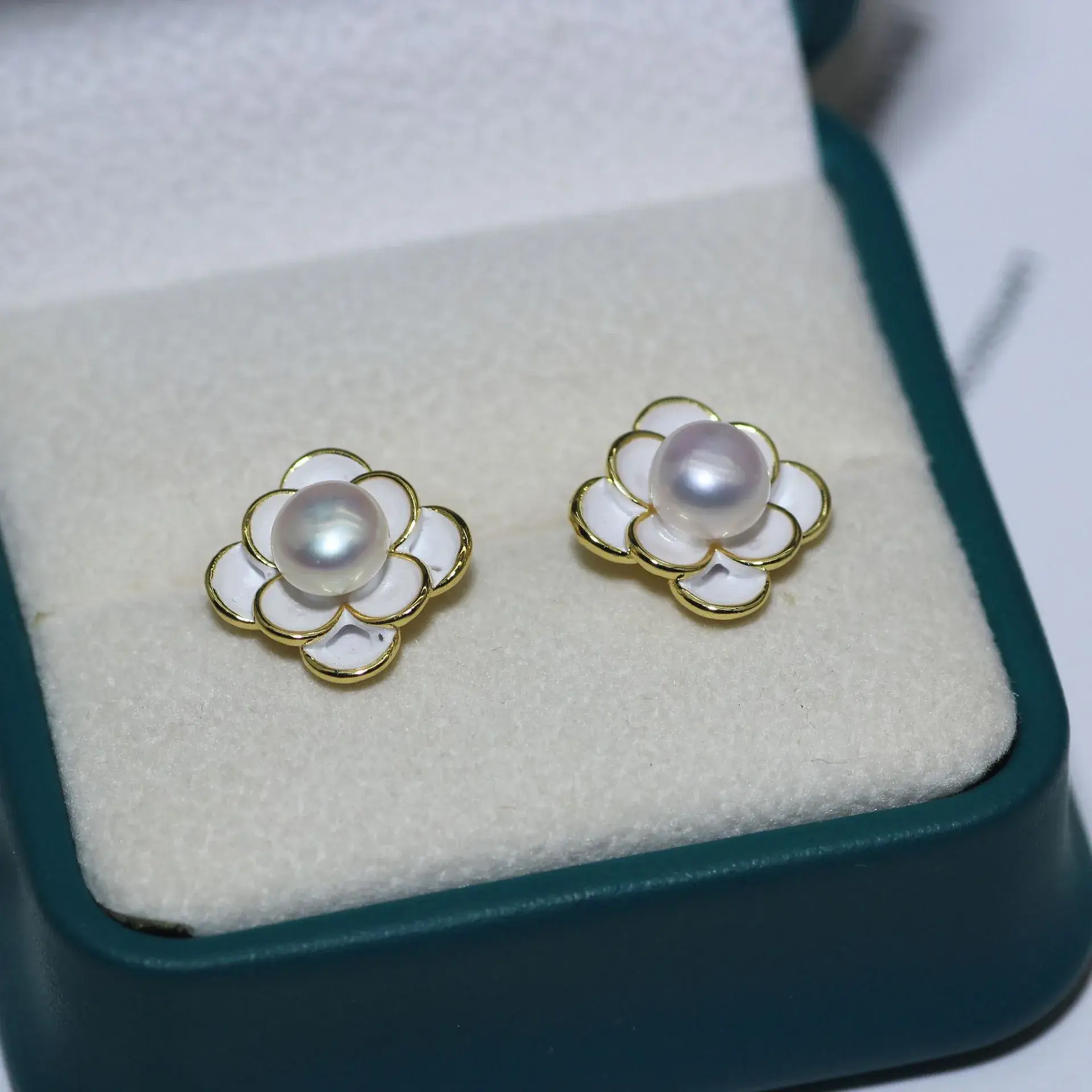 New S925 Natural Freshwater Pearl Earrings 18K Gold Plated - Image 87