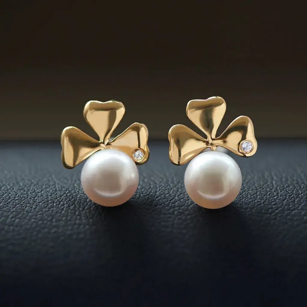 New S925 Natural Freshwater Pearl Earrings 18K Gold Plated - Image 9