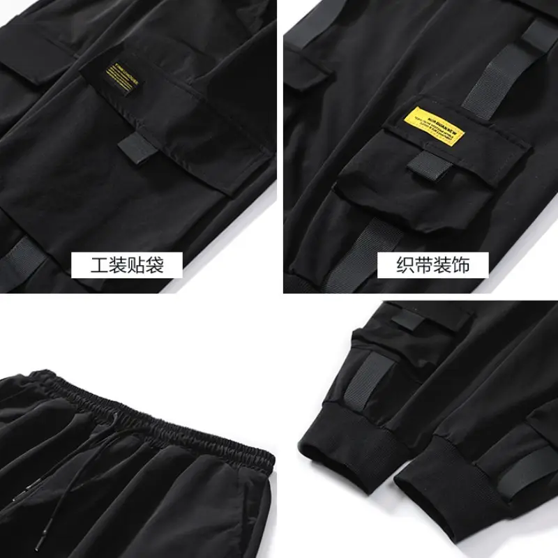 Men Black Hip-Hop Leggings with Zip Pockets - Image 6