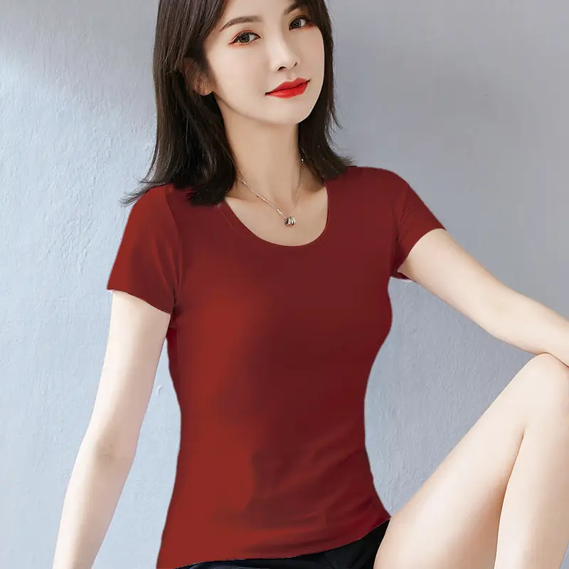 Pure Cotton Women's Slim Fit White T-Shirt - Image 21