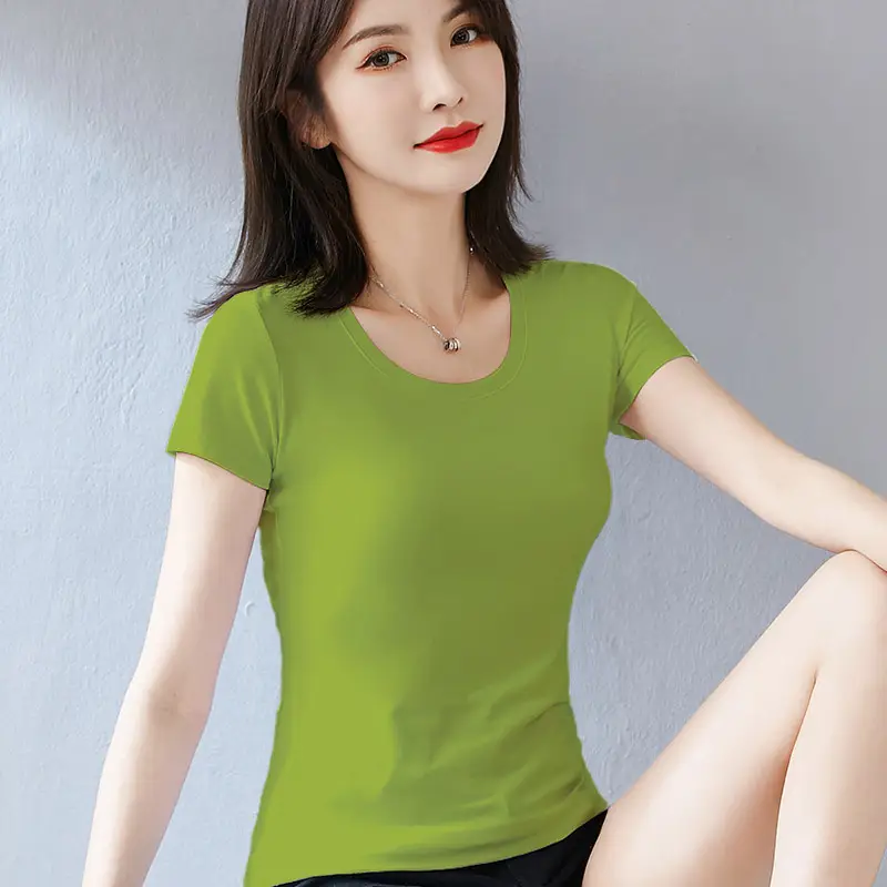 Pure Cotton Women's Slim Fit White T-Shirt - Image 17