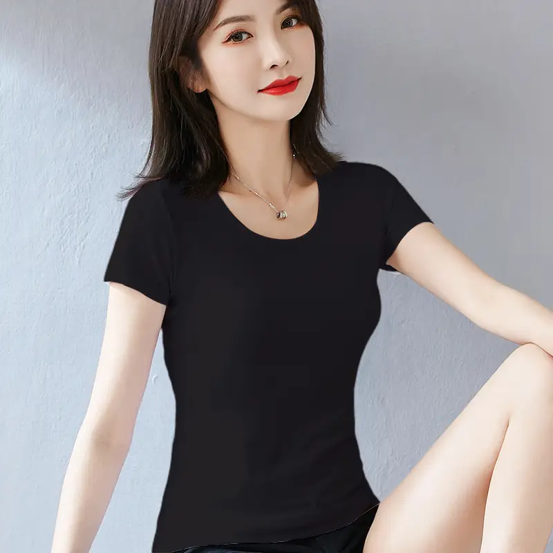 Pure Cotton Women's Slim Fit White T-Shirt - Image 2