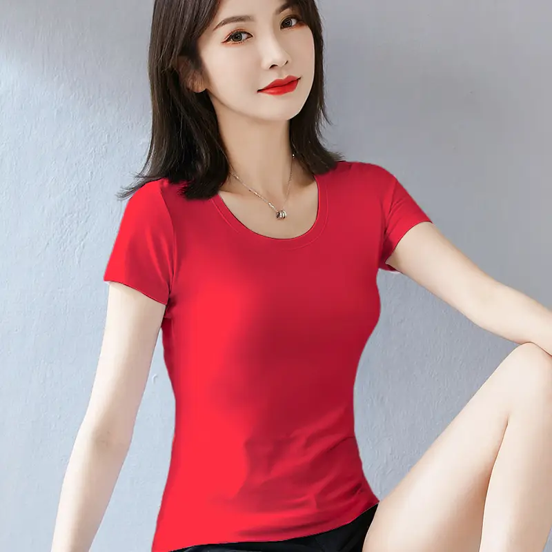 Pure Cotton Women's Slim Fit White T-Shirt - Image 7