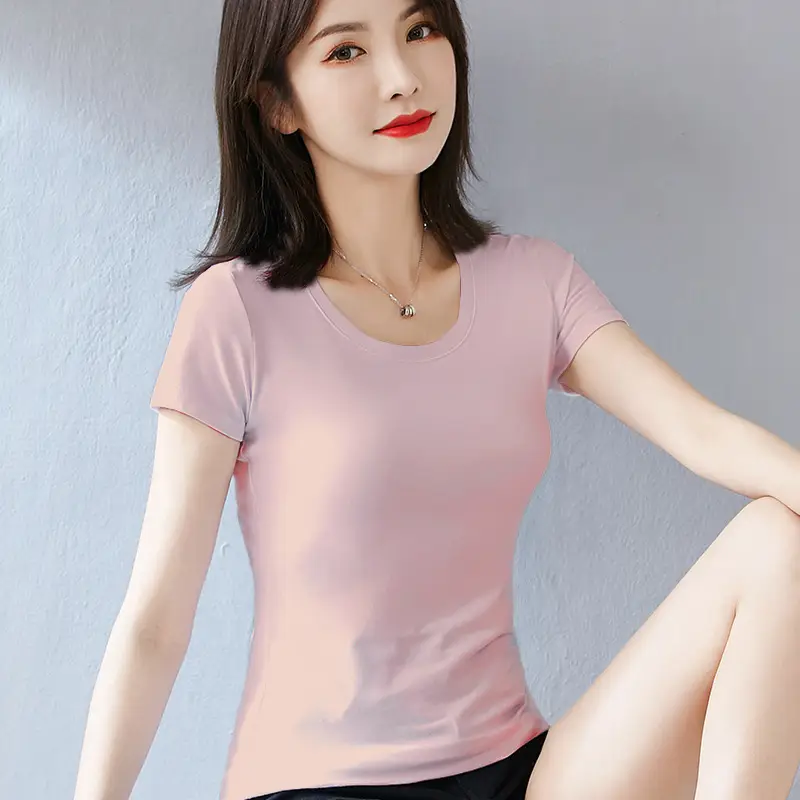 Pure Cotton Women's Slim Fit White T-Shirt - Image 8