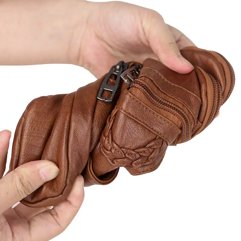 Women's Brown Textured Crossbody Bag with Mobile Phone Holder - Image 5