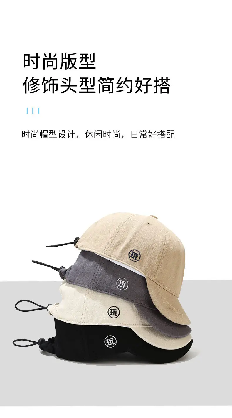 Gray Retro Japanese Style Baseball Cap with Leather Label — feature 6