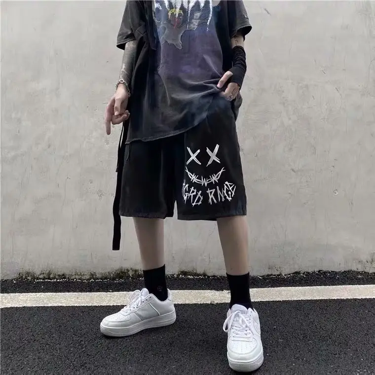 Men Loose Straight Graphite Print Shorts 2021 - Image 2