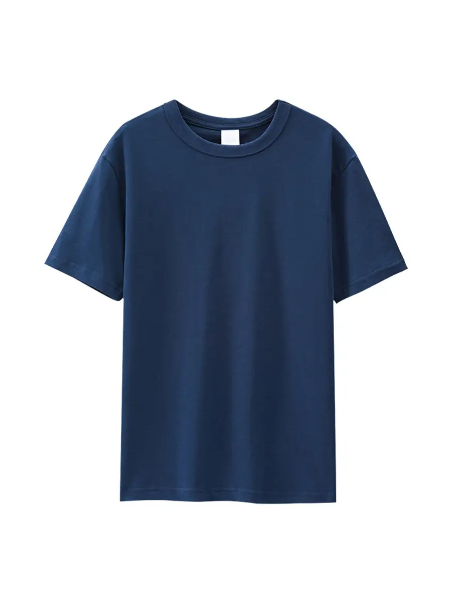 Men Heavy Cotton T-Shirt Navy Blue Solid Color - Image 9