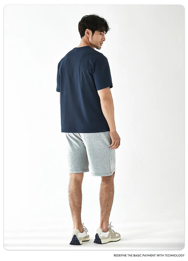 Men Heavy Cotton T-Shirt Navy Blue Solid Color — feature 15