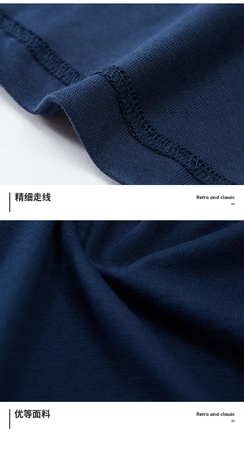 Men Heavy Cotton T-Shirt Navy Blue Solid Color — feature 18