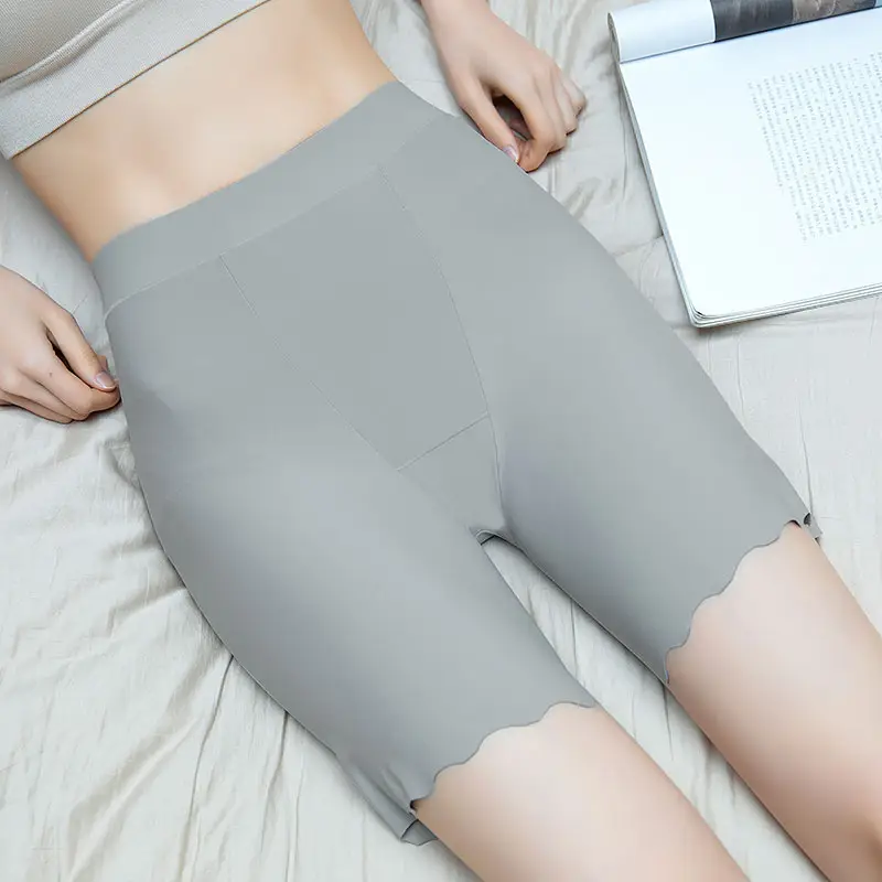 Plus Size Women's Gray Ice Silk Seamless Leggings - Image 8