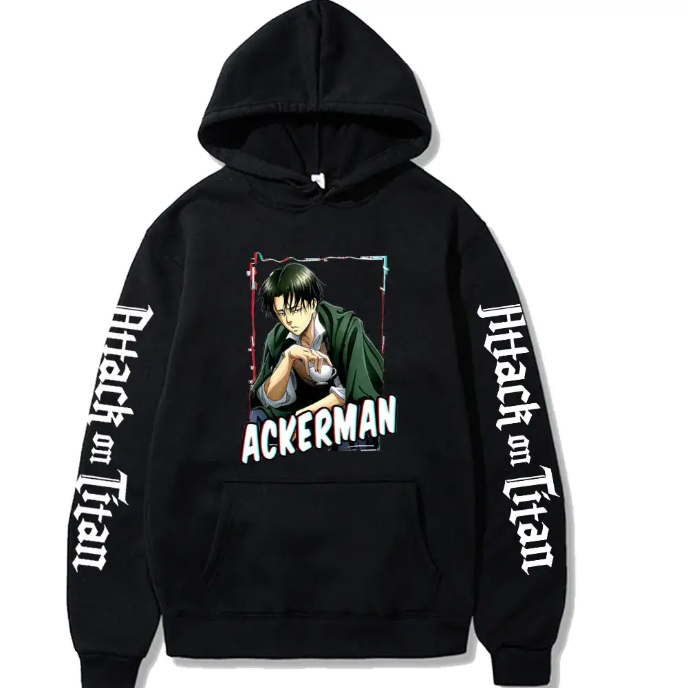 Cross-Border Attack on Titan Hoodie Black Youth Casual - Image 5