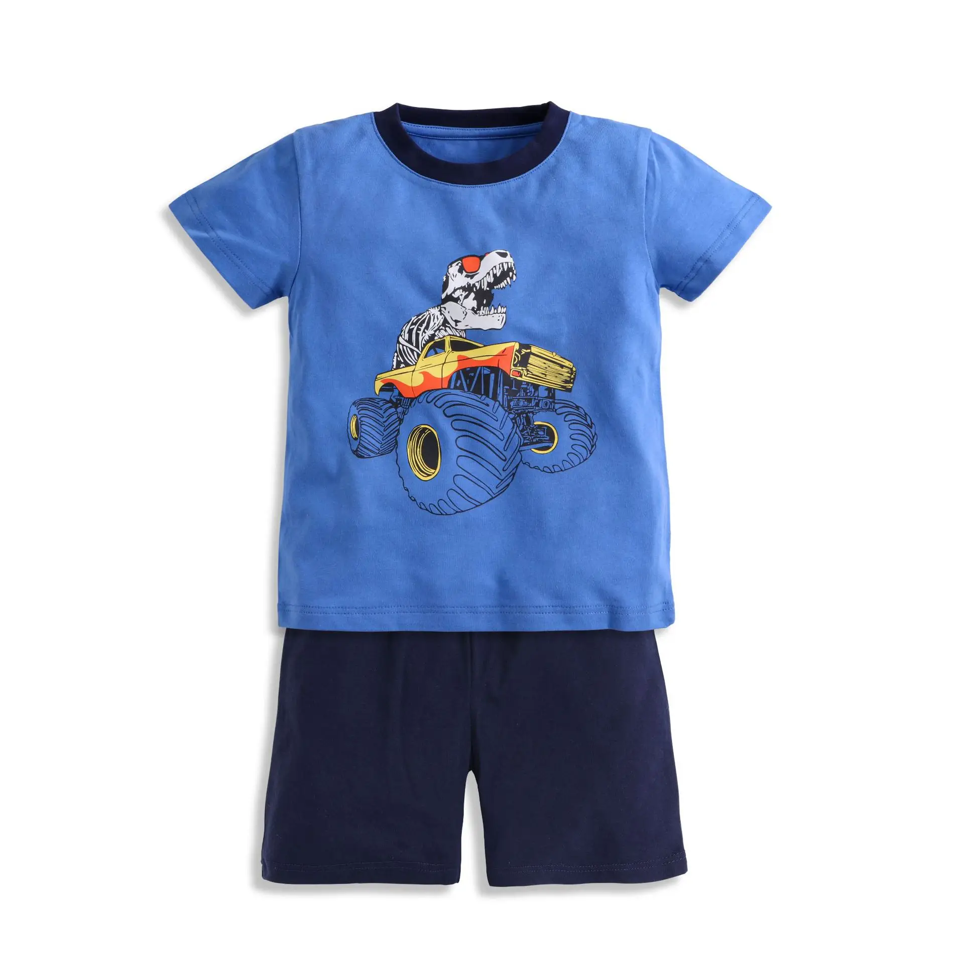 Kids Dinosaur Short Sleeve T-Shirt Shorts Set Turquoise - Image 4