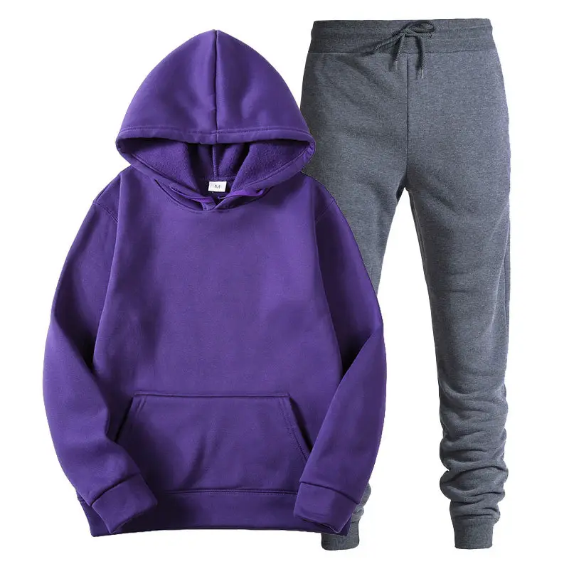 Men Red Hooded Sweatshirt Set Orange Hoodie Pants - Image 17