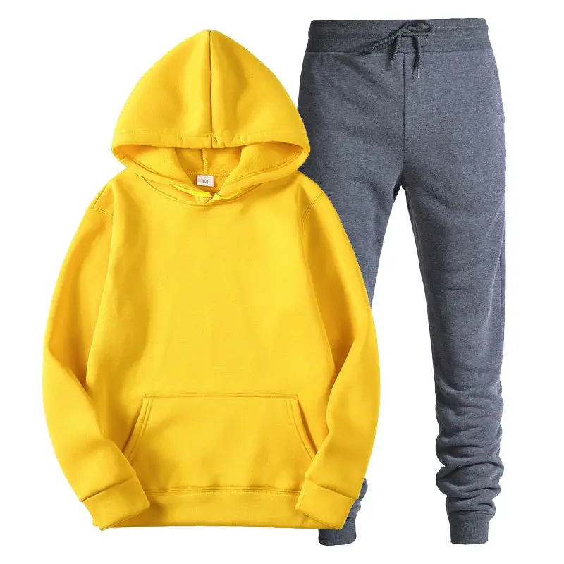 Men Red Hooded Sweatshirt Set Orange Hoodie Pants - Image 18