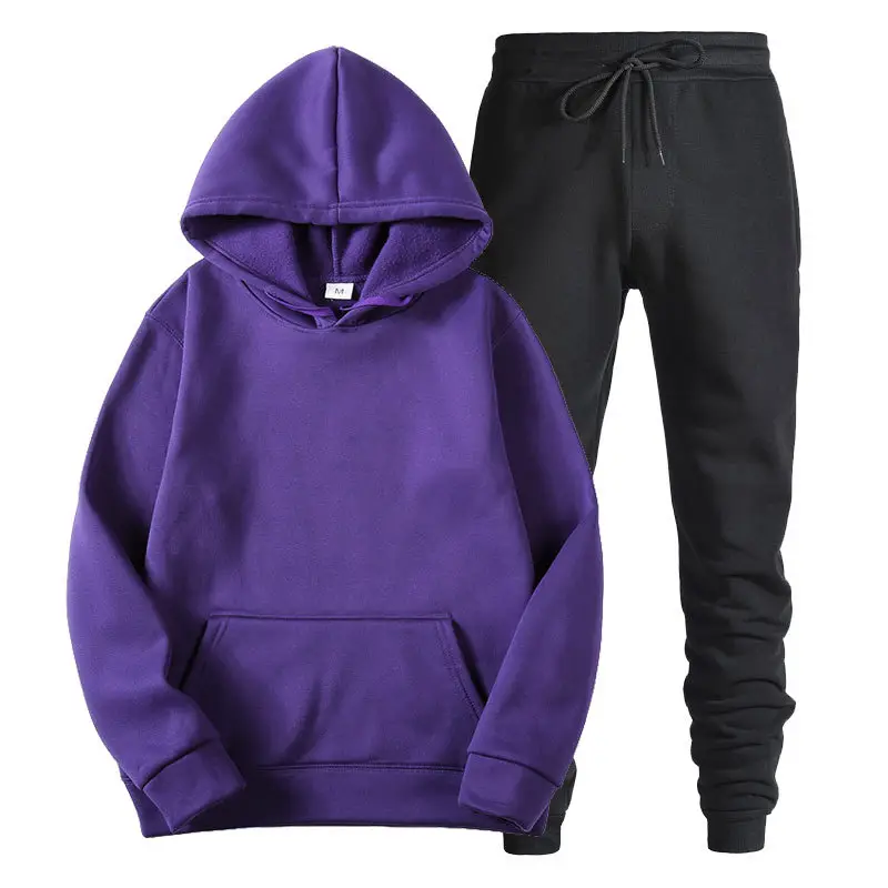 Men Red Hooded Sweatshirt Set Orange Hoodie Pants - Image 23