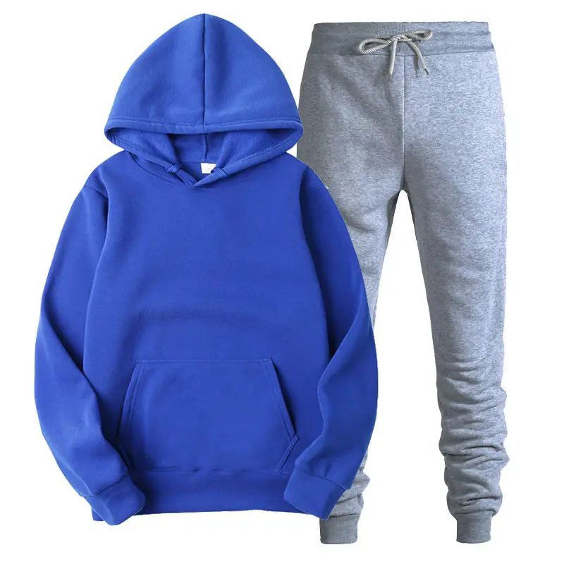 Men Red Hooded Sweatshirt Set Orange Hoodie Pants - Image 9