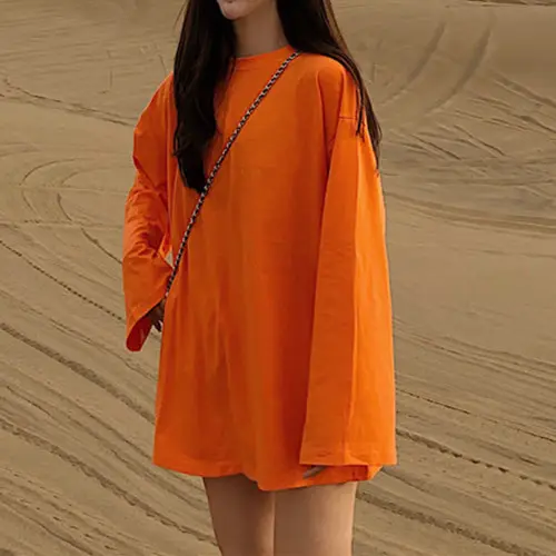 Orange Long Sleeve T-Shirt for Women Large 2025