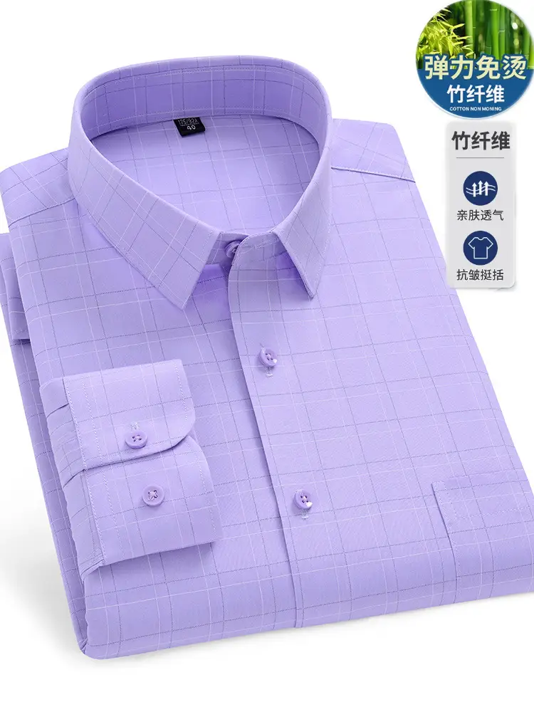 Men's Blue Cotton Bamboo Shirt B5361 - Image 28