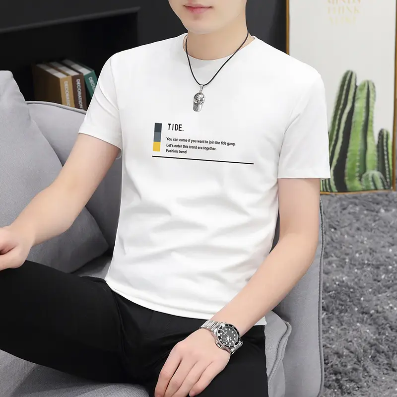 Men White Graphic T-Shirt Round Neck Ice Short Sleeve - Image 8