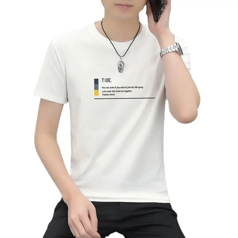 Men White Graphic T-Shirt Round Neck Ice Short Sleeve - Image 10