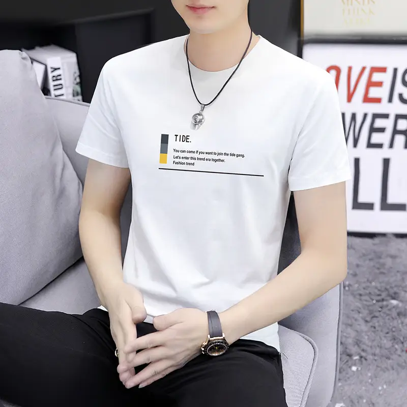 Men White Graphic T-Shirt Round Neck Ice Short Sleeve - Image 2