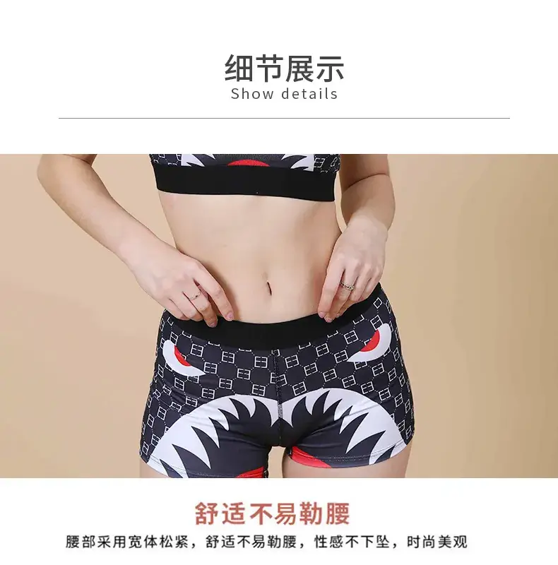 Red Thin Cup Sports Bra with Black Manga Print — feature 14