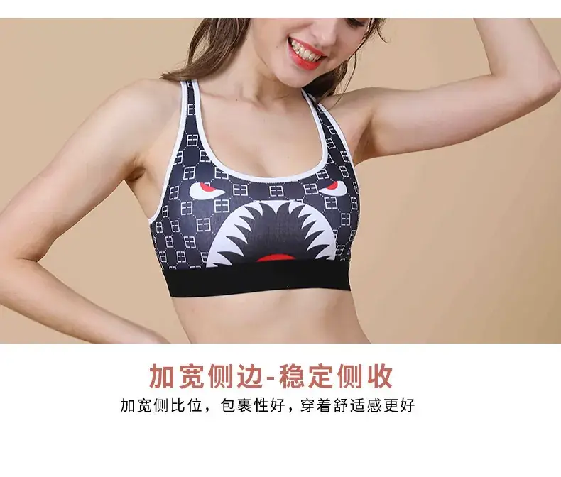 Red Thin Cup Sports Bra with Black Manga Print — feature 16
