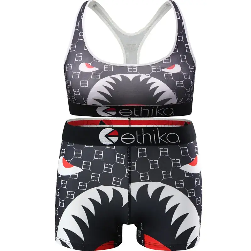 Red Thin Cup Sports Bra with Black Manga Print - Image 2