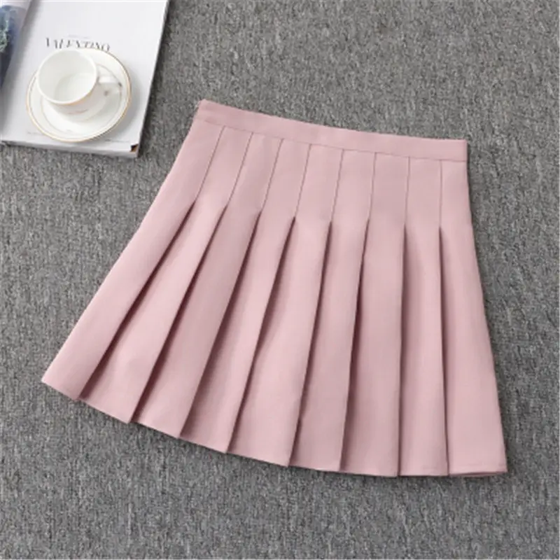 Black Pleated High Waist Skirt for Women Spring Autumn College Style