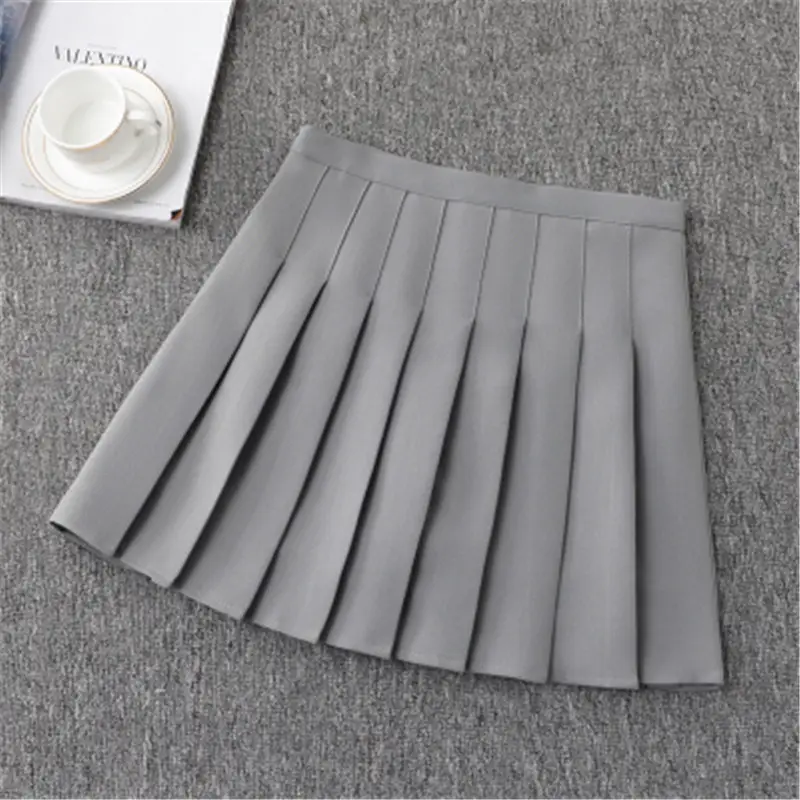 Black Pleated High Waist Skirt for Women Spring Autumn College Style
