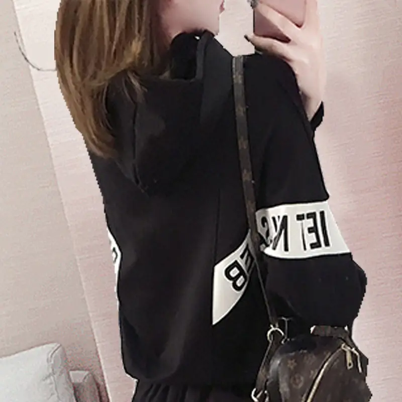 Women's Red Hoodie Sweatshirt Set Winter Casual Korean Fashion - Image 4