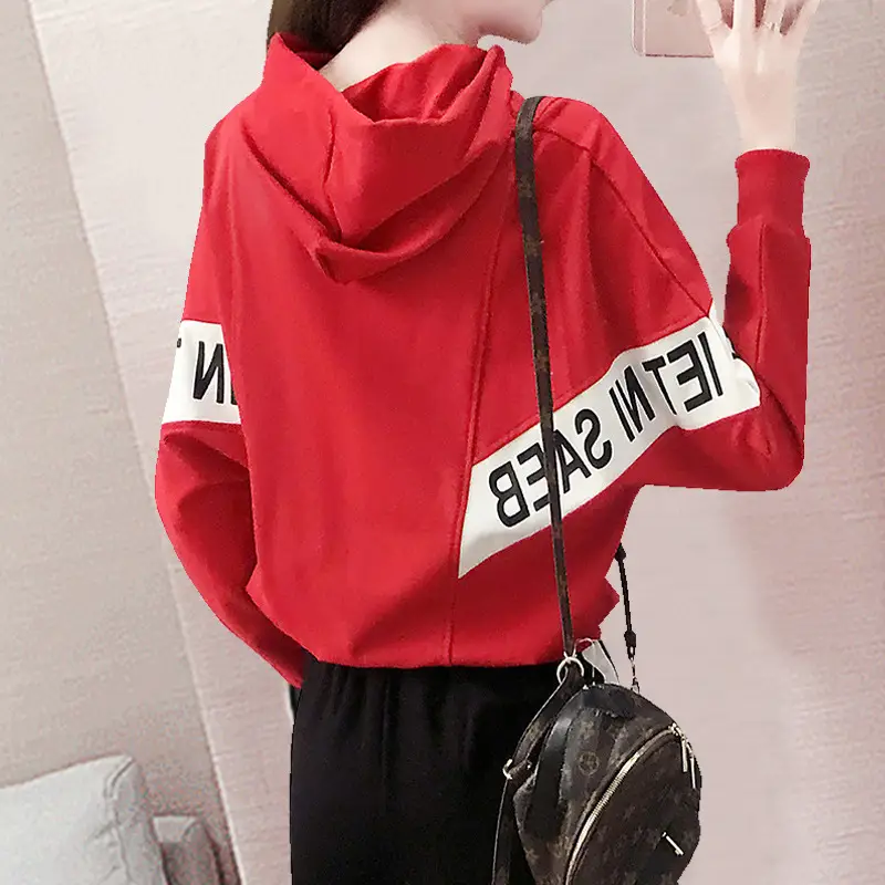 Women's Red Hoodie Sweatshirt Set Winter Casual Korean Fashion - Image 5