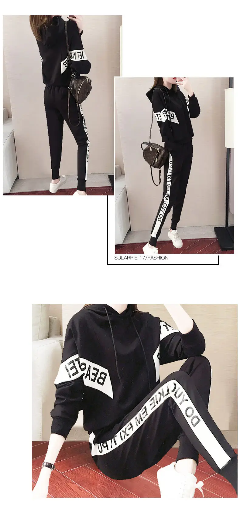 Women's Red Hoodie Sweatshirt Set Winter Casual Korean Fashion — feature 8