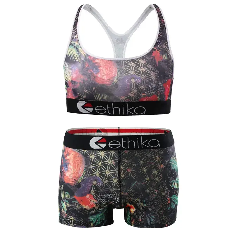 Thin & Stylish Black White Print Sports Underwear Set - Image 2