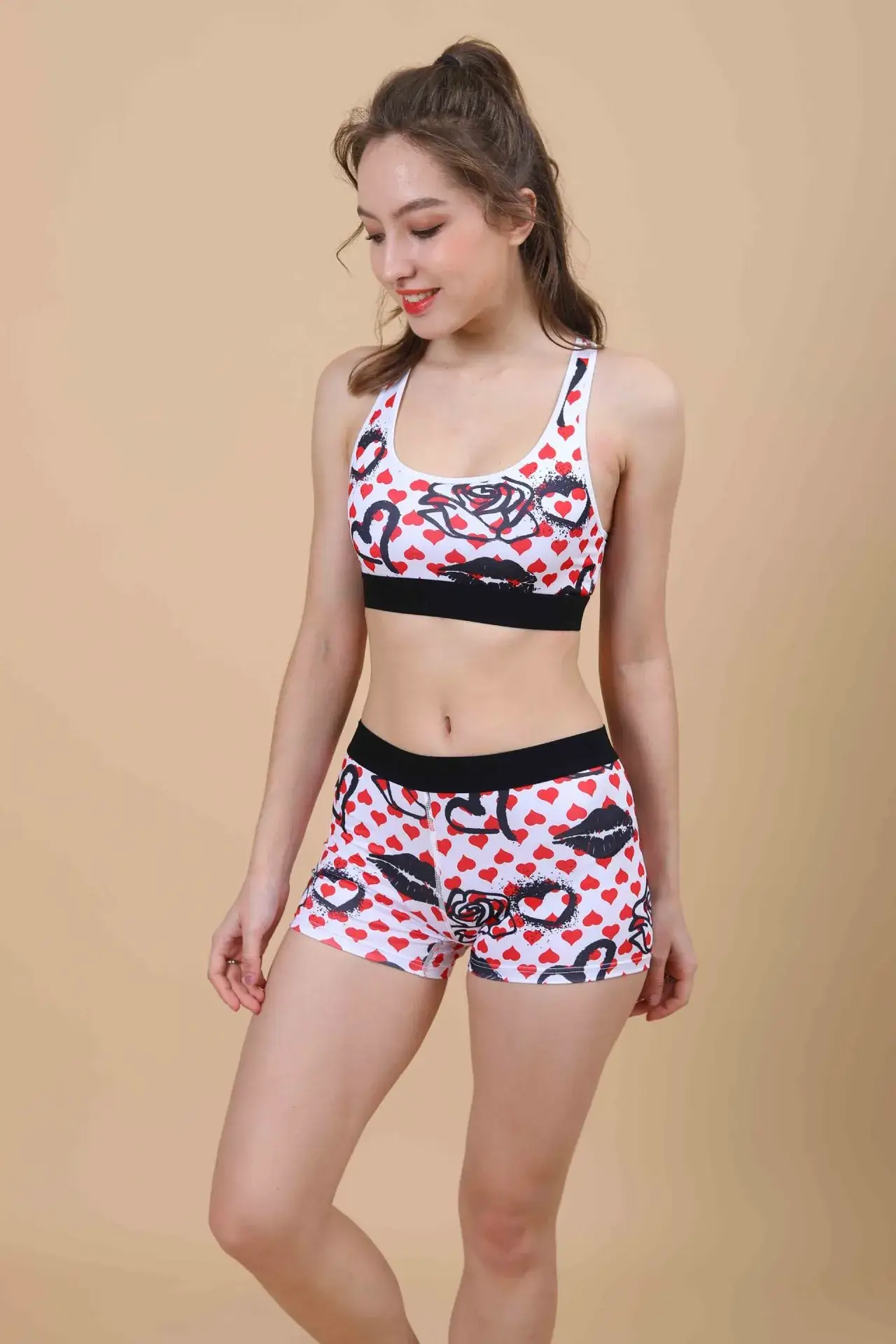 Thin & Stylish Black White Print Sports Underwear Set - Image 7
