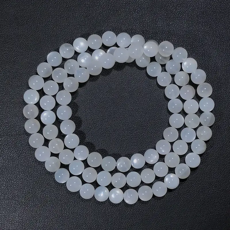 White Moonstone Multi-Layer Bracelet 6mm for Men Women