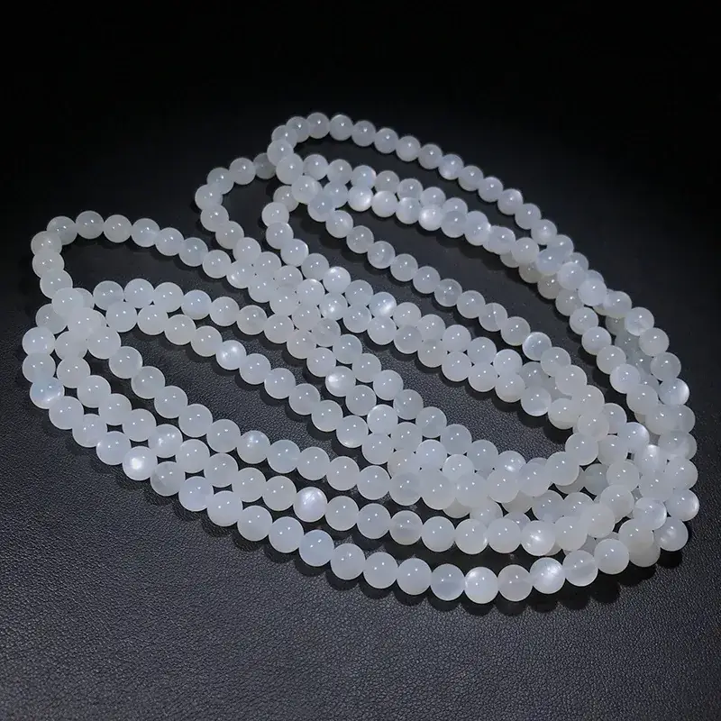 White Moonstone Multi-Layer Bracelet 6mm for Men Women