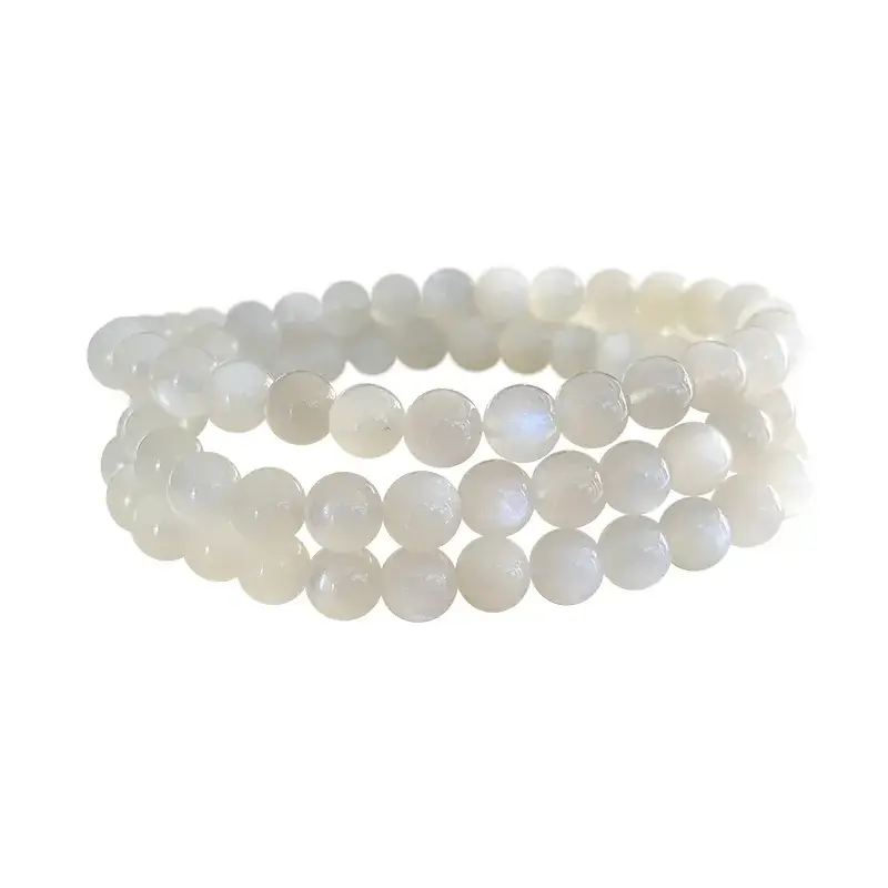 White Moonstone Multi-Layer Bracelet 6mm for Men Women