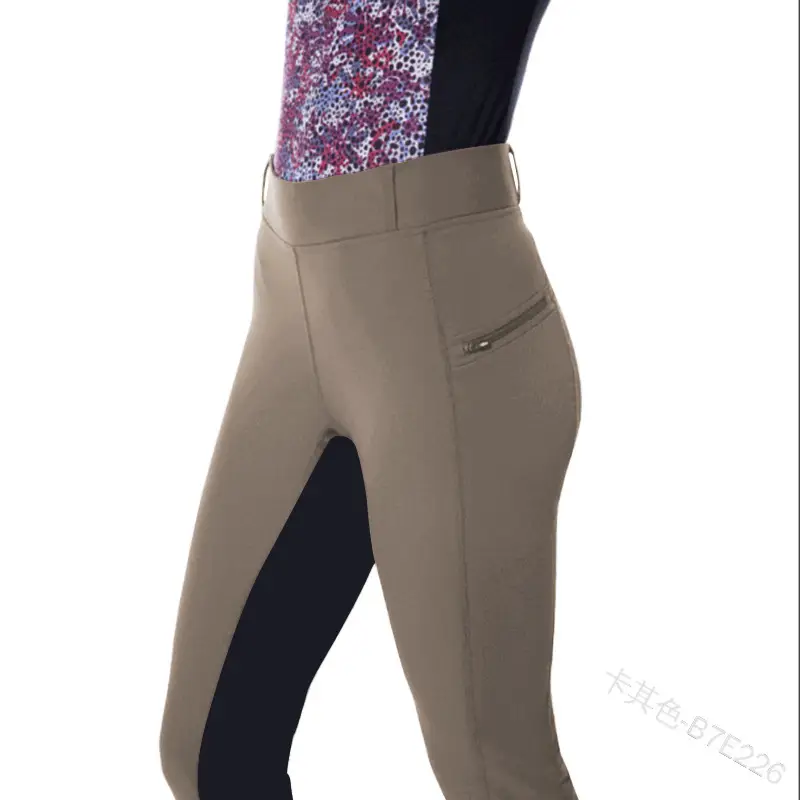 2024 Equestrian Slim Fit Stretch Splicing Pants White Black