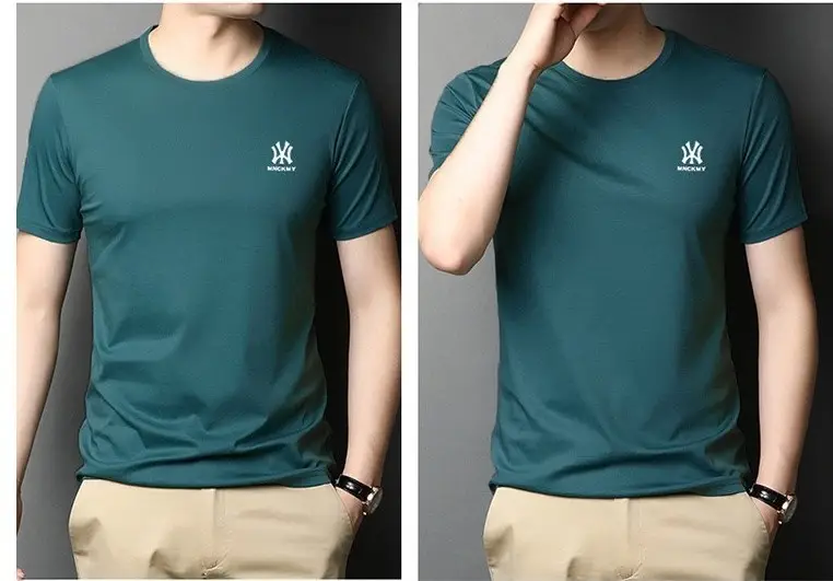 Men's Green New Tencel Cotton Short Sleeve T-Shirt