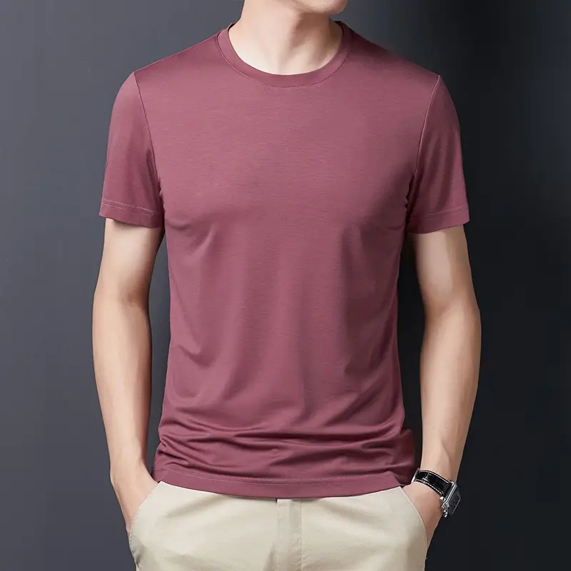 Men's Green New Tencel Cotton Short Sleeve T-Shirt