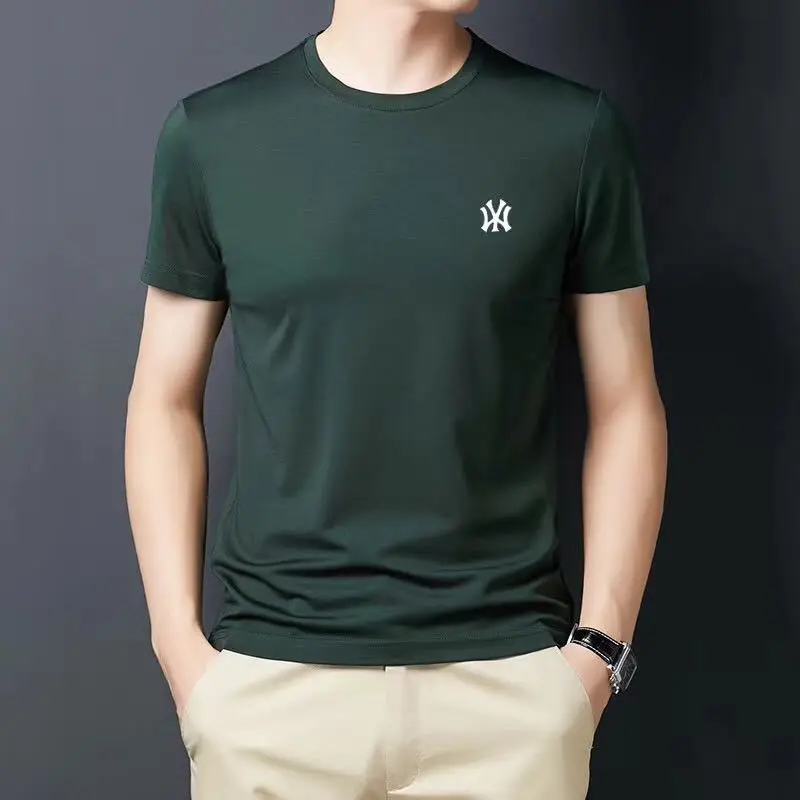 Men's Green New Tencel Cotton Short Sleeve T-Shirt