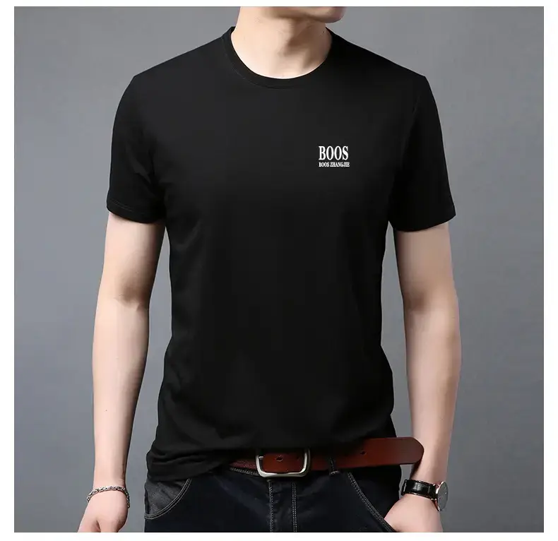 Men's White Boos Graphic Cotton T-Shirt Short Sleeve