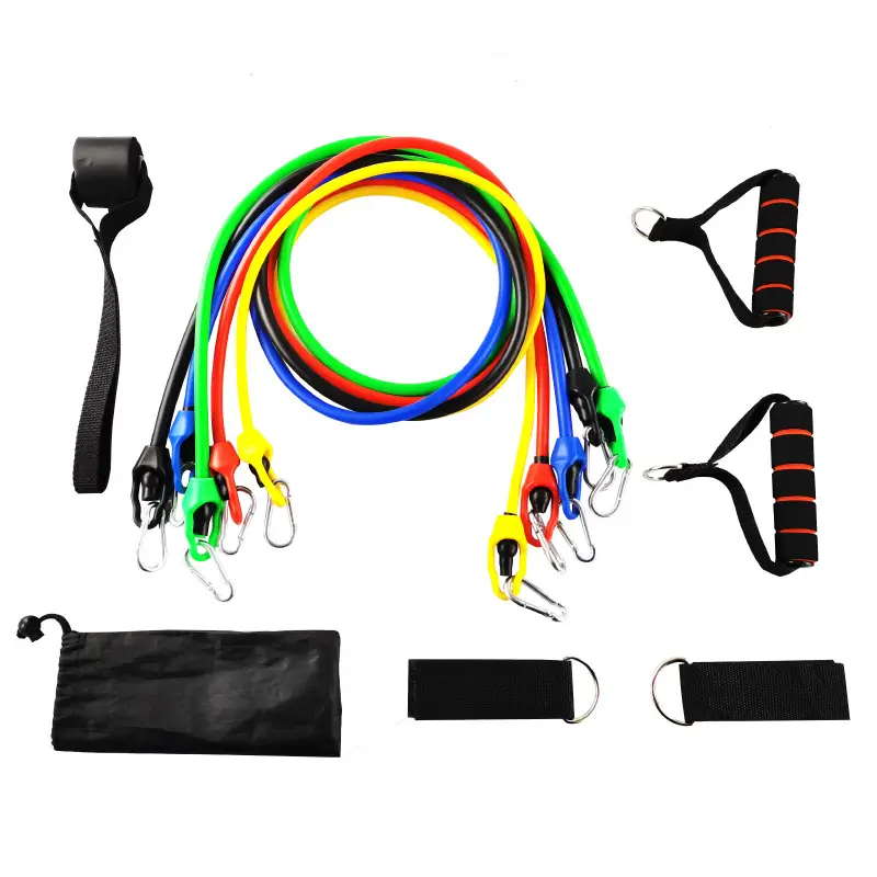 [Spot wholesale] 11 pieces of tension rope set TPE resistance band home fitness training equipment 1 word tension device