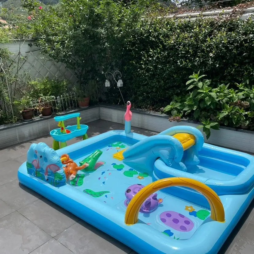 Intex Rainbow Flamingo Swimming Pool Family Fountain Pool with Slide Cartoon Paddling Pool Inflatable Ocean Ball Pool