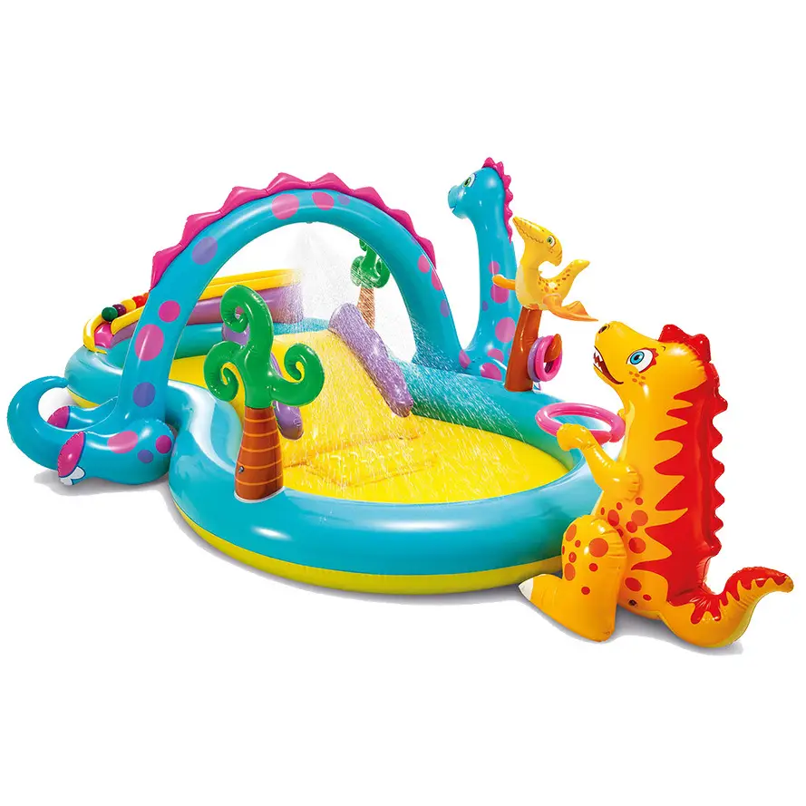 Intex Rainbow Flamingo Swimming Pool Family Fountain Pool with Slide Cartoon Paddling Pool Inflatable Ocean Ball Pool