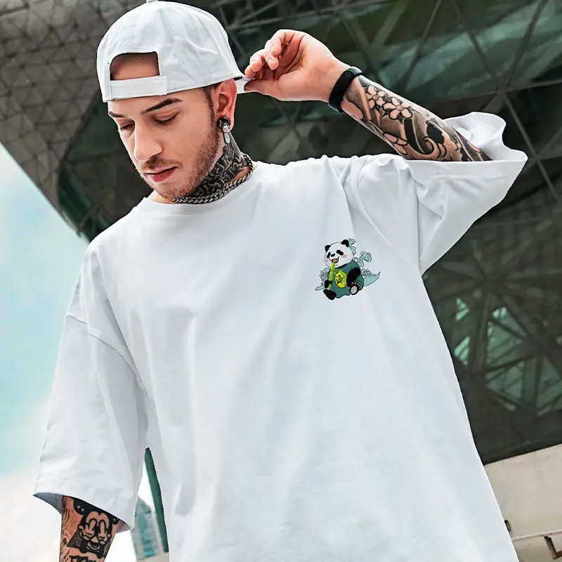 Fat Men's Wear Oversize Bear Print T-Shirt White - Image 7