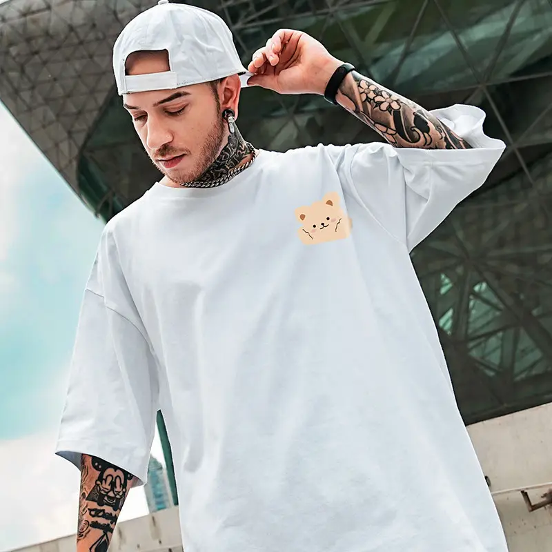 Fat Men's Wear Oversize Bear Print T-Shirt White - Image 8