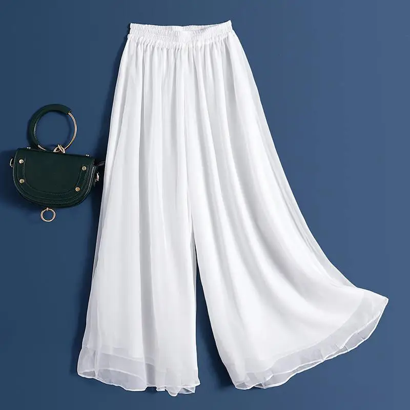 Black Chiffon Wide Leg Pants Large Size — feature 3